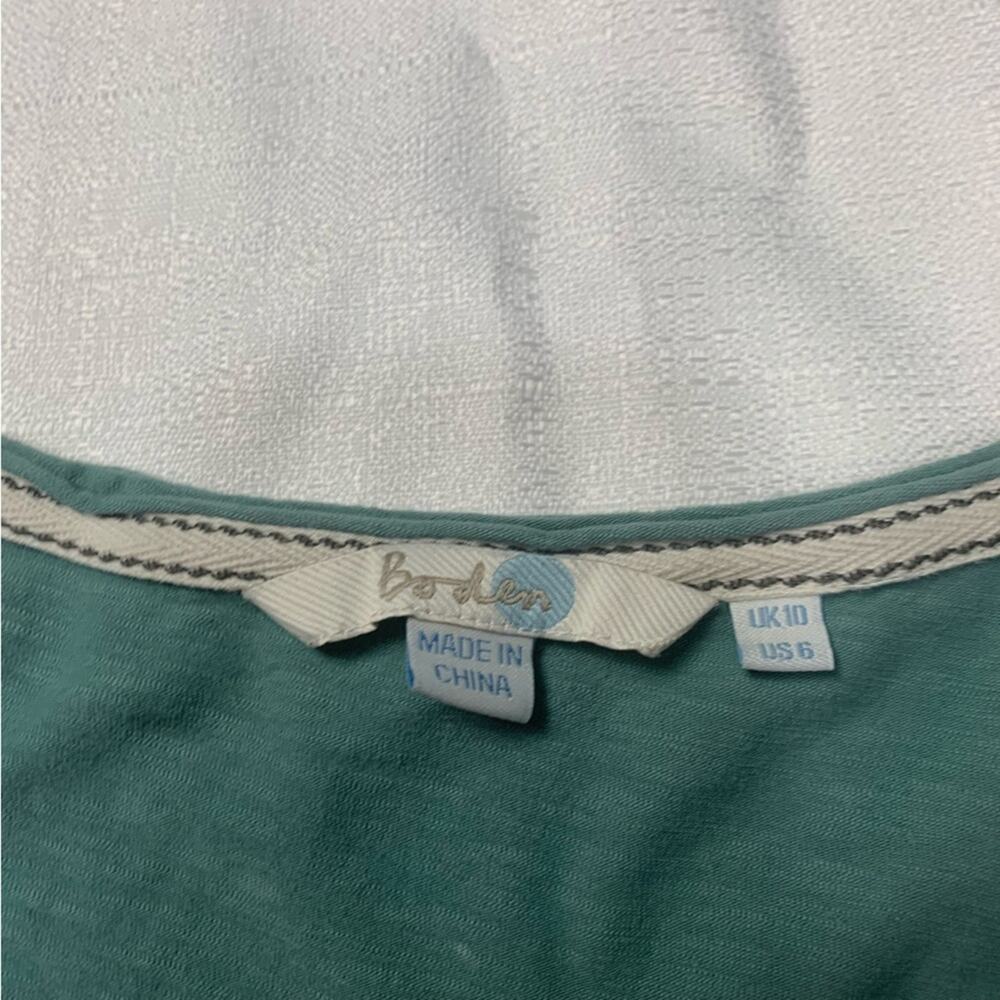 Boden womens size 6 small green ruffle front 3/4 sleeve shirt causal cute - Picture 3 of 11